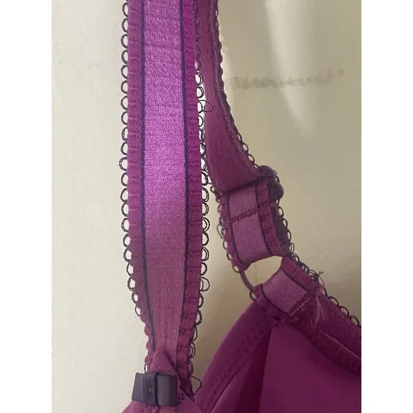 Freya 32F Deco Hattie Underwire Moulded Plunge Bra Purple Striped EUC - Picture 6 of 9
